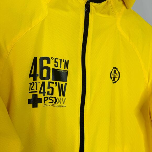 Ralph Lauren Polo Sport Yellow Ripstop Hooded Zipper Windbreaker Jacket Men's M - Picture 3 of 14
